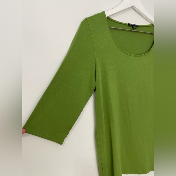 Eileen Fisher Round Neck Short Sleeve Top Green Size Medium - Picture 2 of 5